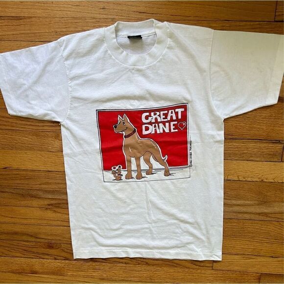 Vintage Tops - Vintage Great Dane  white Tshirt‎ size M